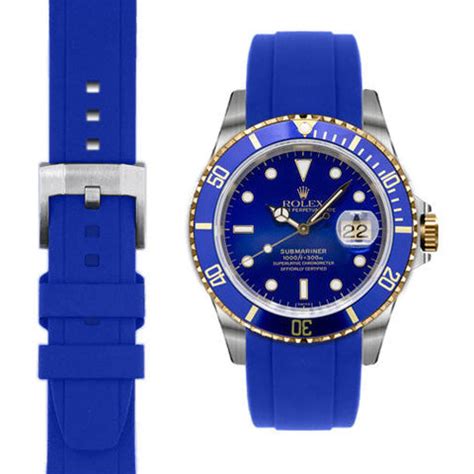 everest blue curved end rubber watchband w buckle rolex 16613|Rubber Watch Straps For Rolex Submariner .